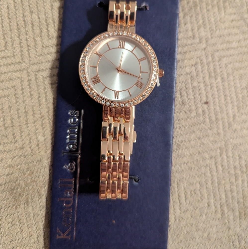 Kendall & James Rose Gold Crystal Accent Women's Watch